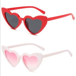 Now Sold! Beige Pink + Red Gray Heart Sunglasses